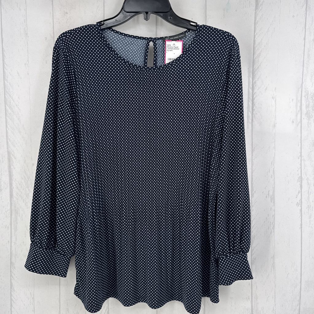 L printed pleated l/s top