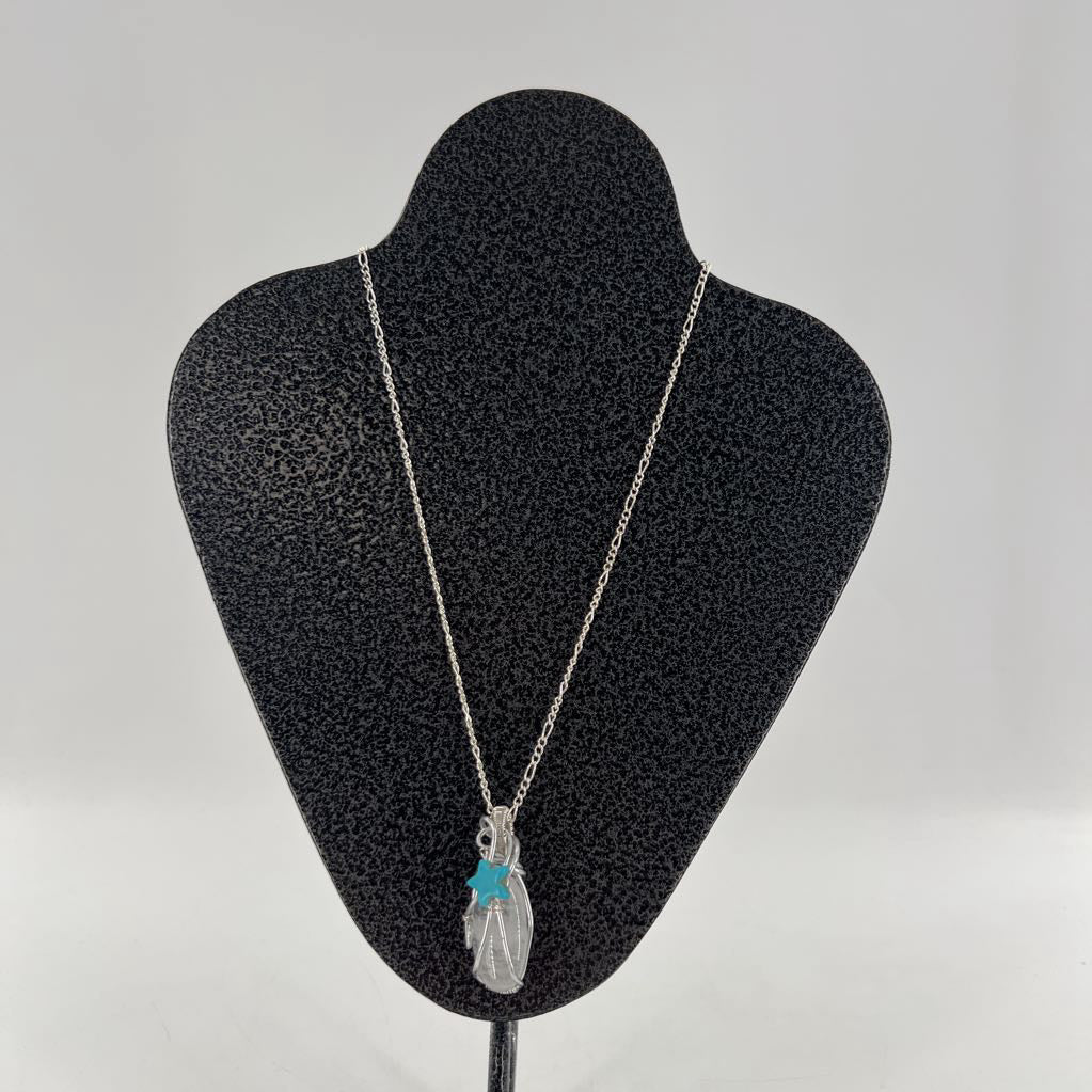 silver wire stone wrapped pendant necklace