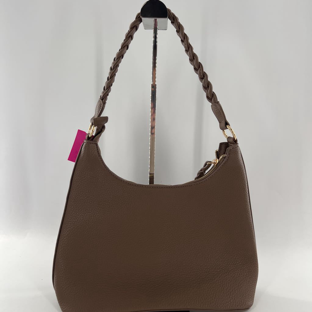 pebbled vegan leather woven strap shoulder bag