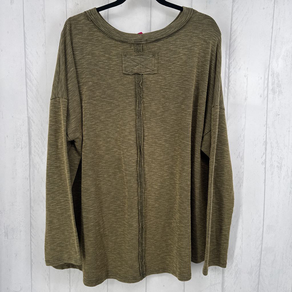 1XL ribbed floral embroidered LOVE l/s top