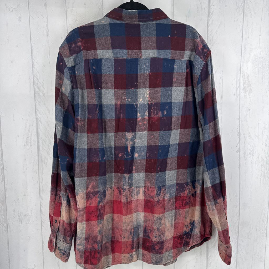 2XL ombre plaid button down l/s top