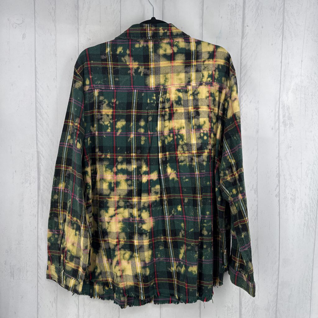 2XL ombre plaid button down l/s top