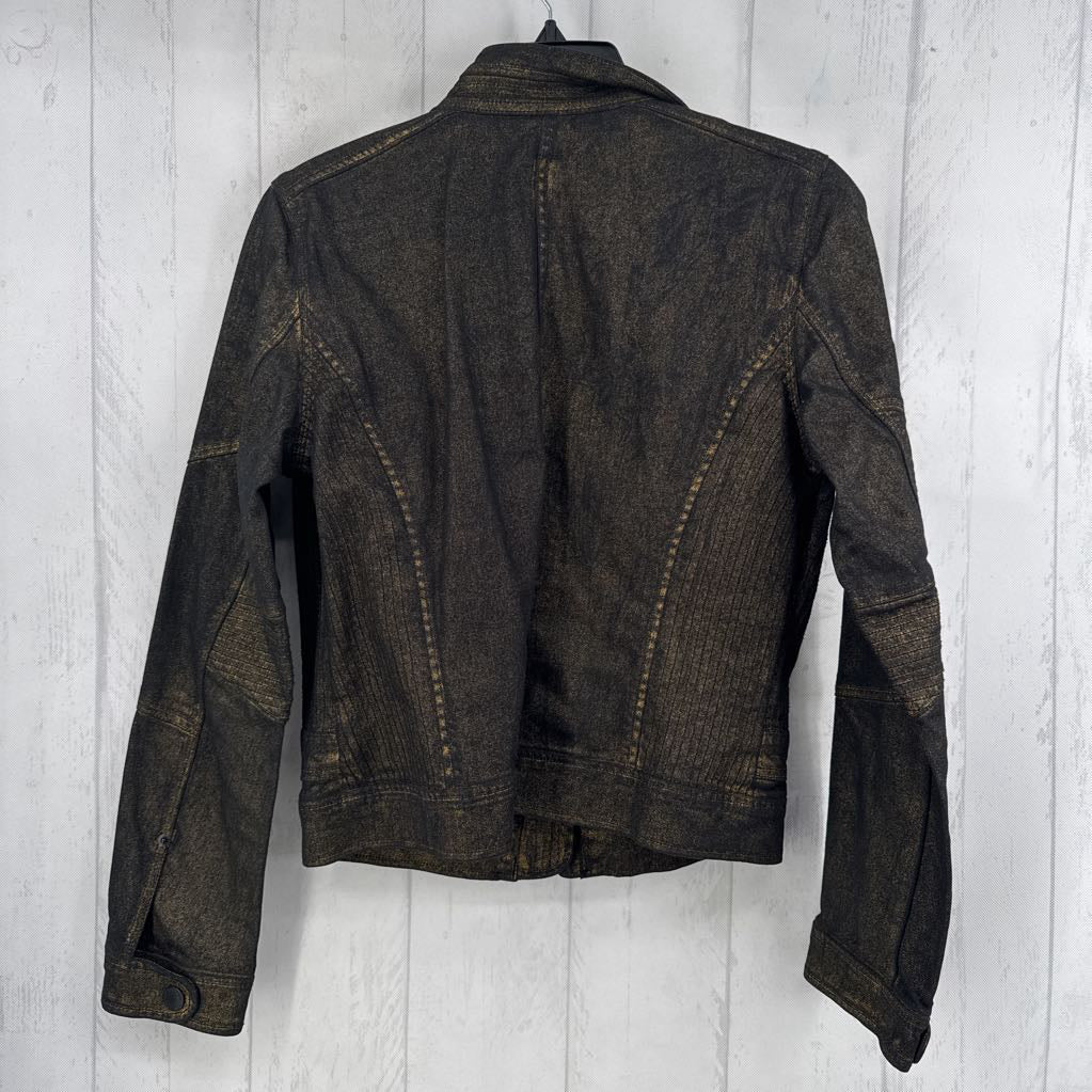 M metallic denim bomber jacket