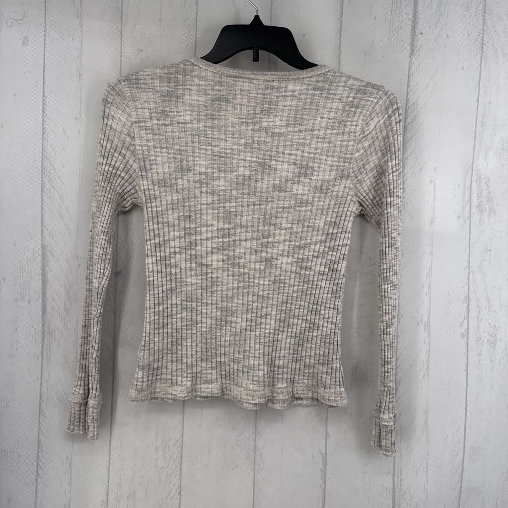 L ribbed 1/2 button down l/s top