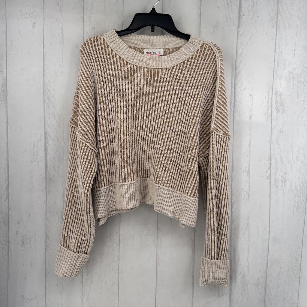 L rib knit crewneck sweater