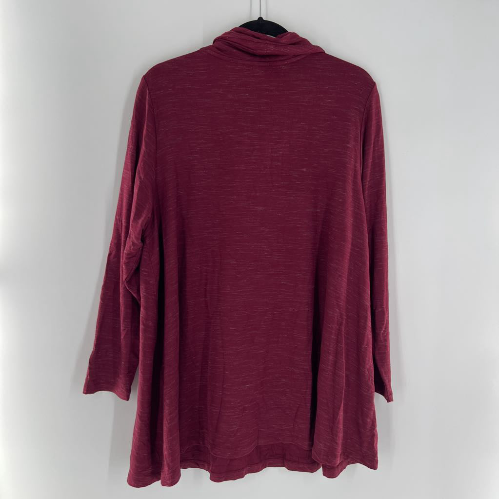 2X marled cowl neck l/s top