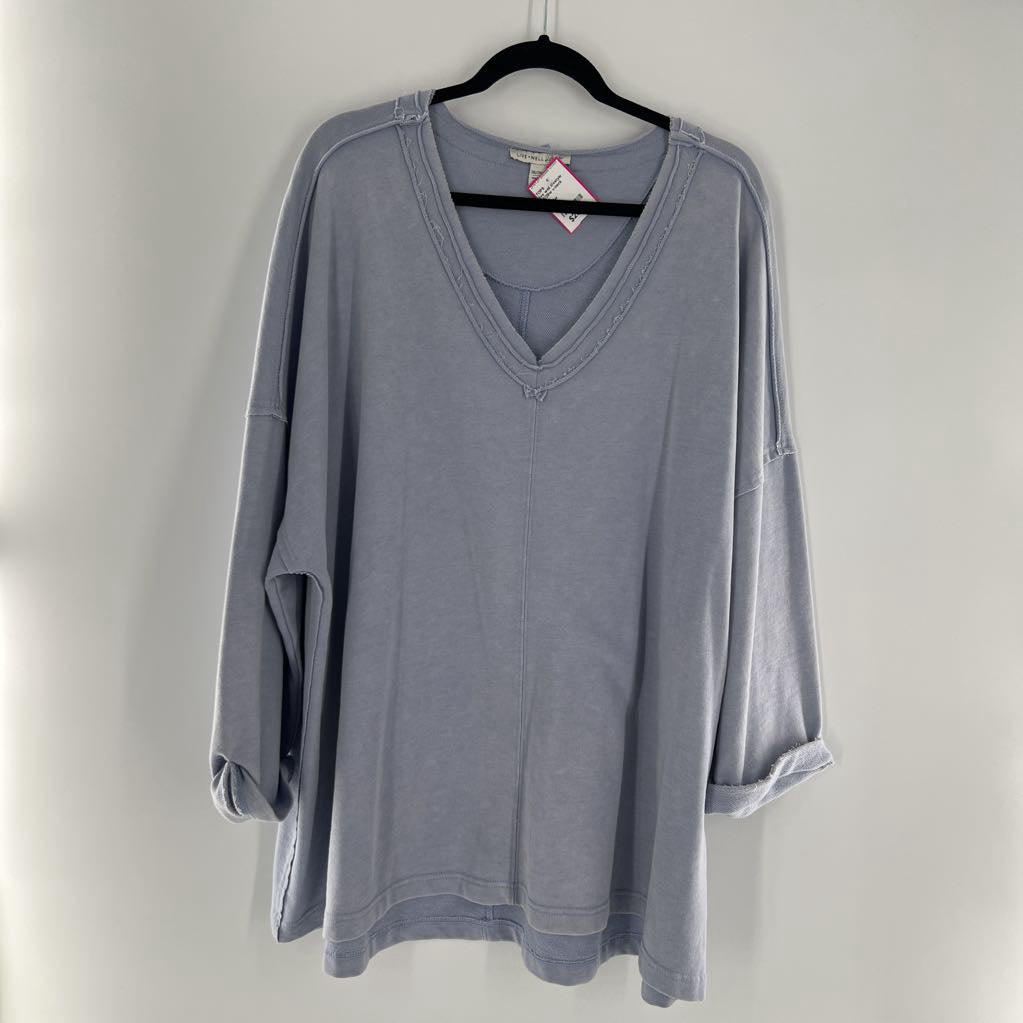 26/28w v-neck drop shoulder top