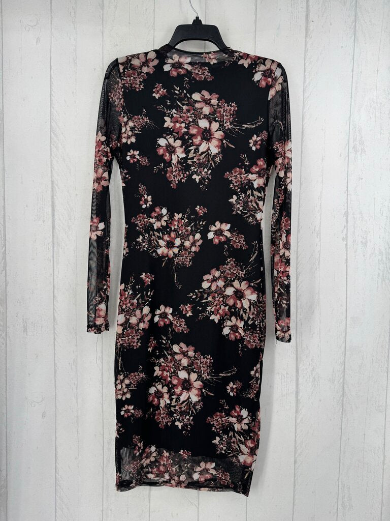 L mesh floral l/s dress