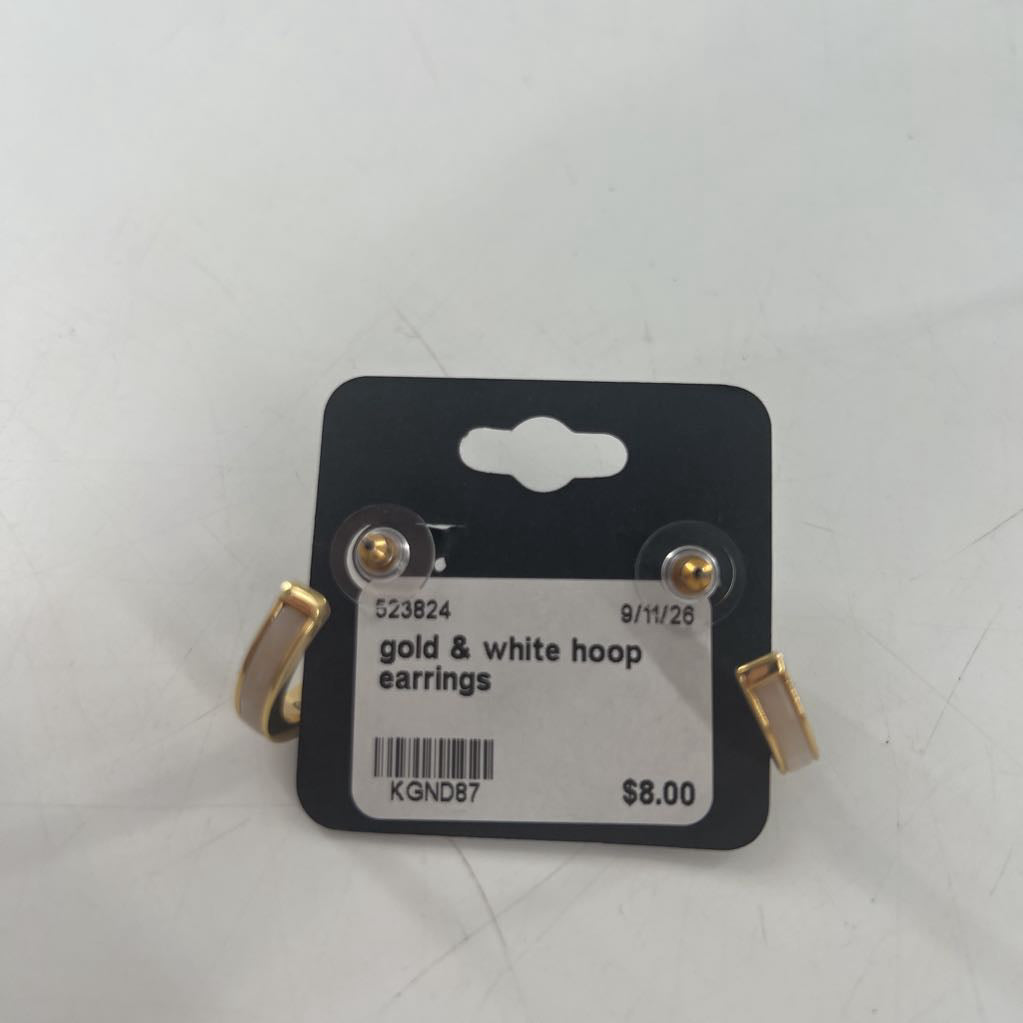 gold & white hoop earrings