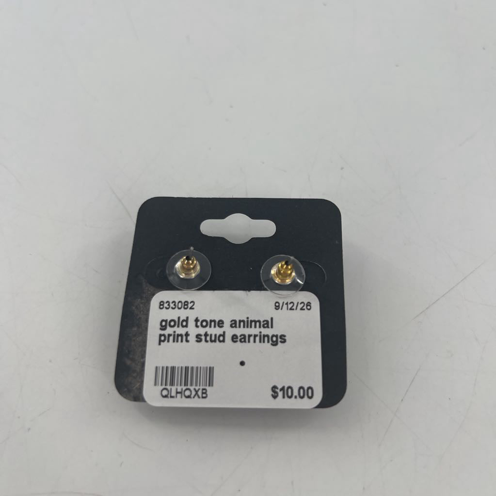 gold tone animal print stud earrings