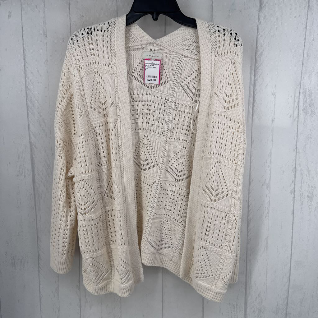 S crochet open front cardi