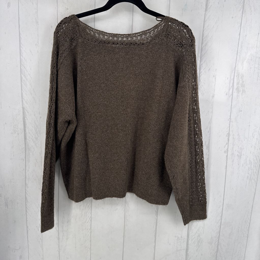 S crochet detail round neck sweater