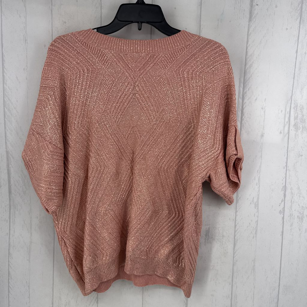 L metallic v-neck s/s sweater