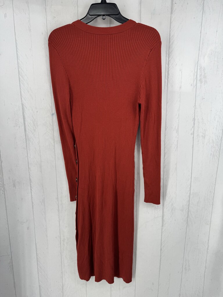 XL ribbed button detail l/s dress