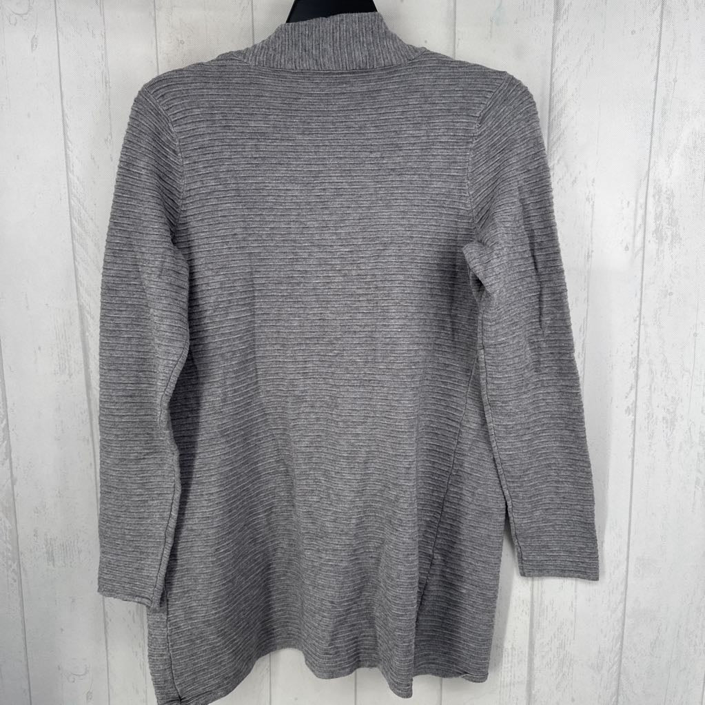 L ribbed open front cardi