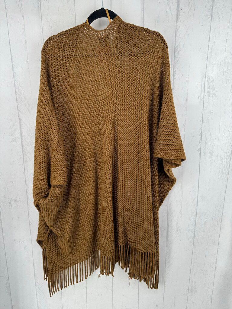 O/S crochet fringe hem poncho