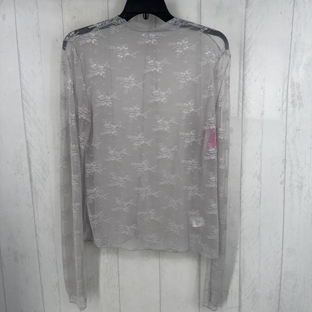 XL sheer lace l/s top