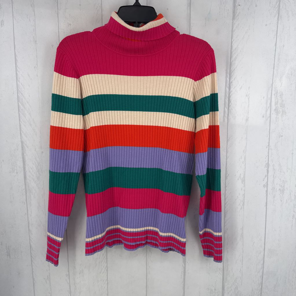 S colorful striped ribbed l/s t-neck