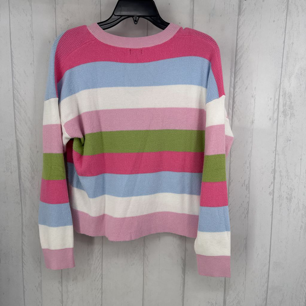 M/L ribbed striped v-neck sweater