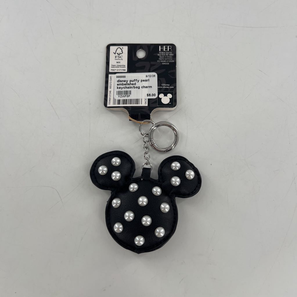 disney puffy pearl embelished keychain/bag charm