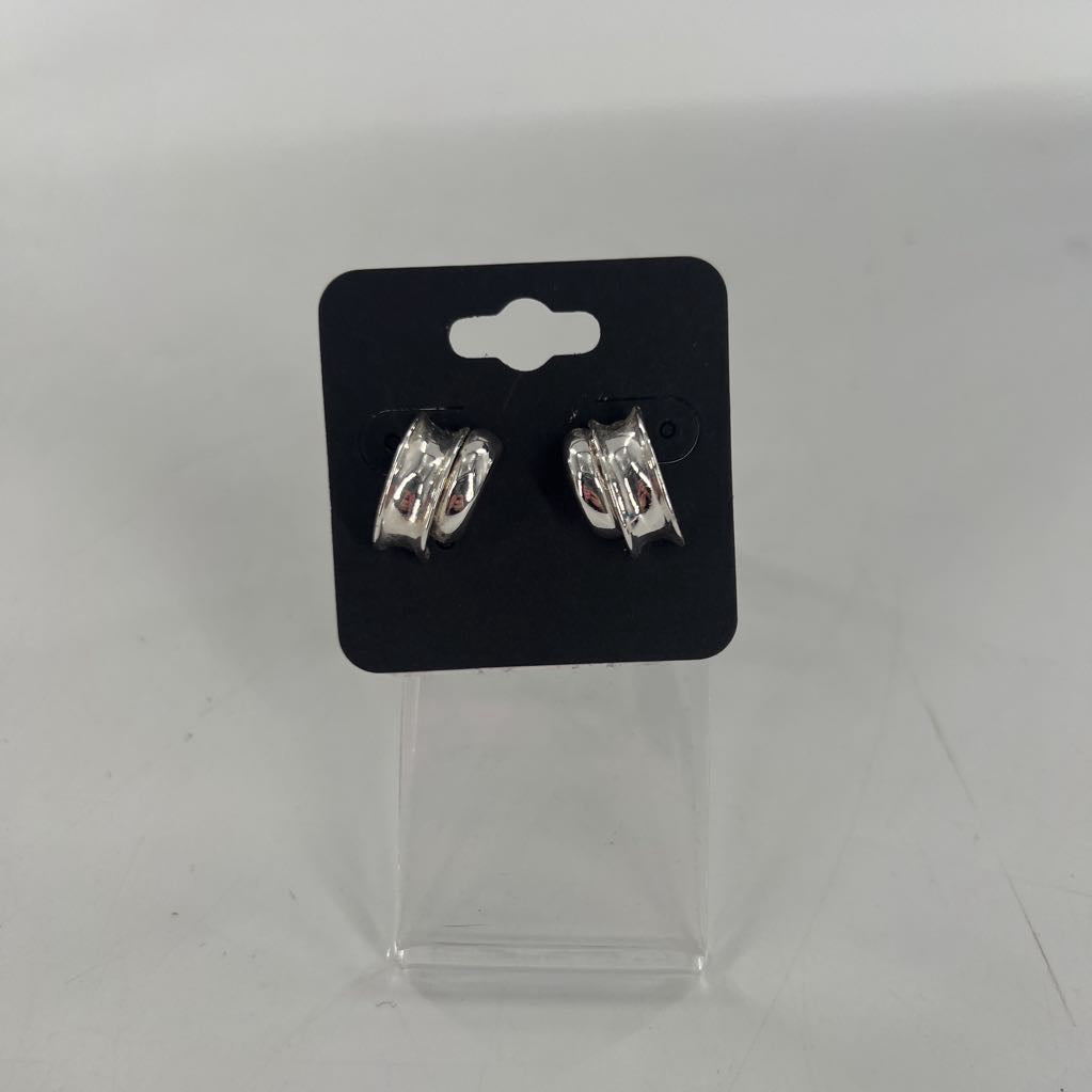 silver half-hoop earrings