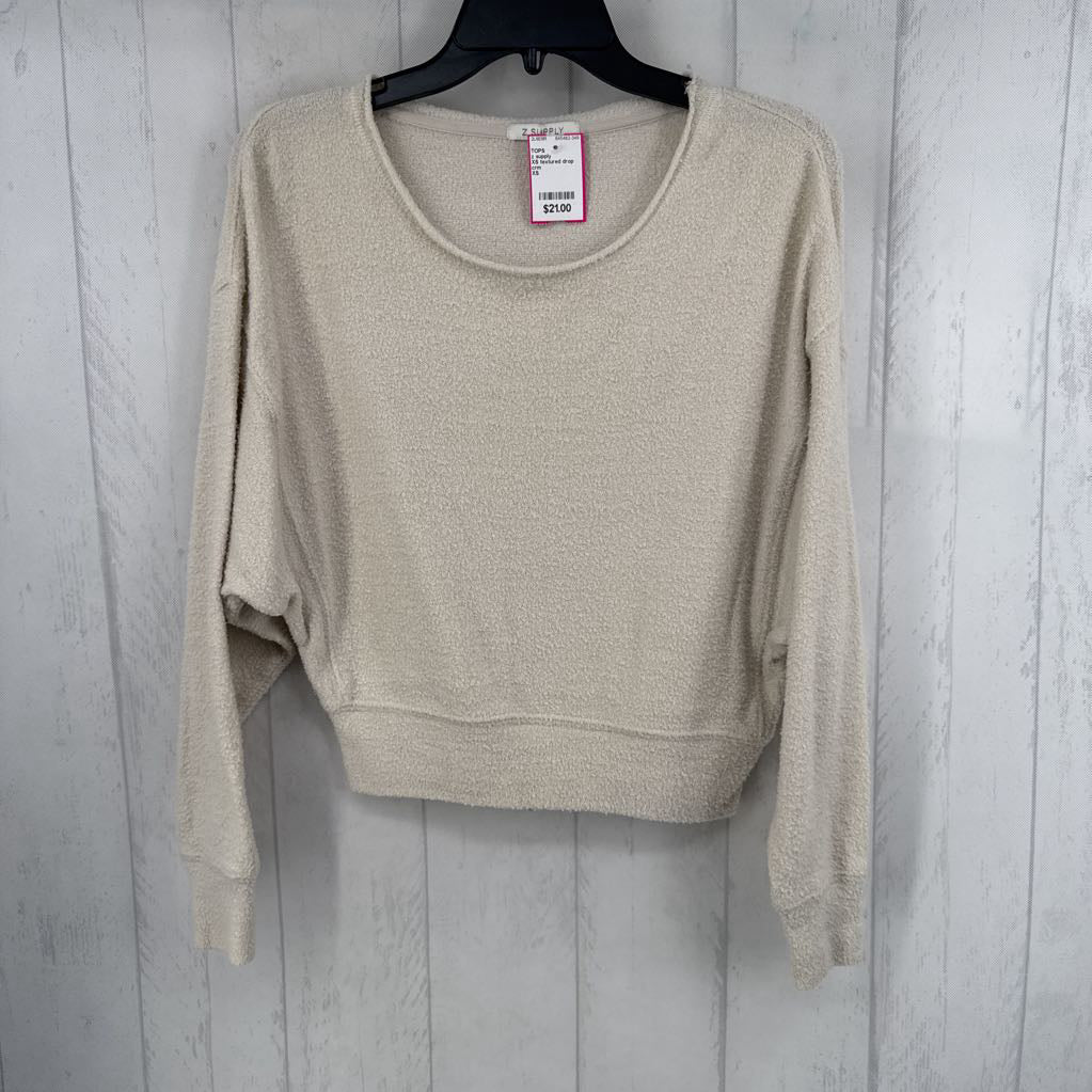 XS textured drop shoulder l/s top