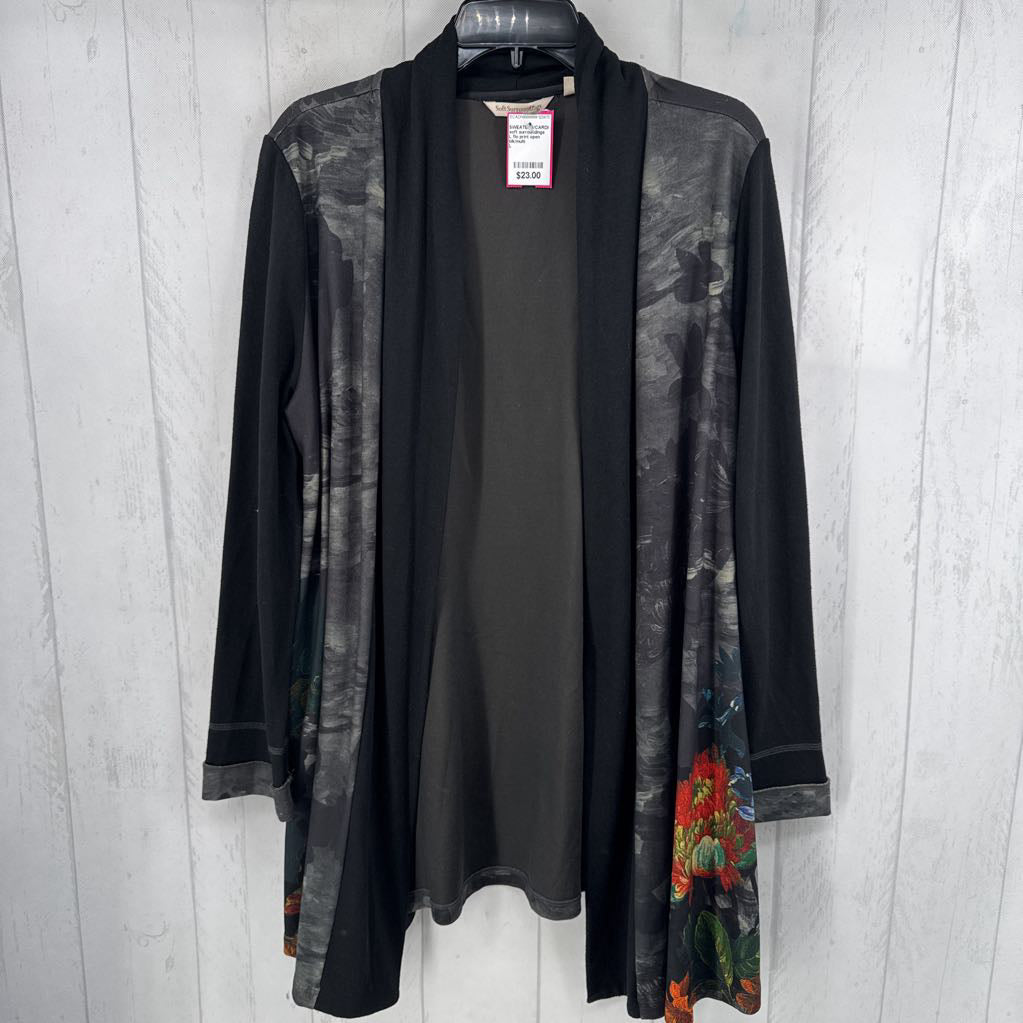 L flo print open front flowy cardi