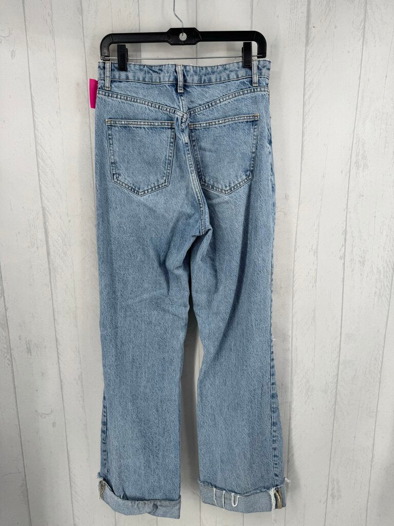 8 cuffed wide leg jean