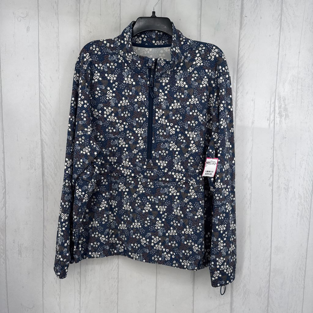 XL flo print 1/2 zip pullover