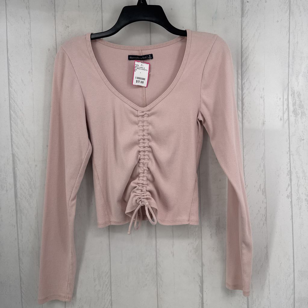 M ribbed ruched l/s top
