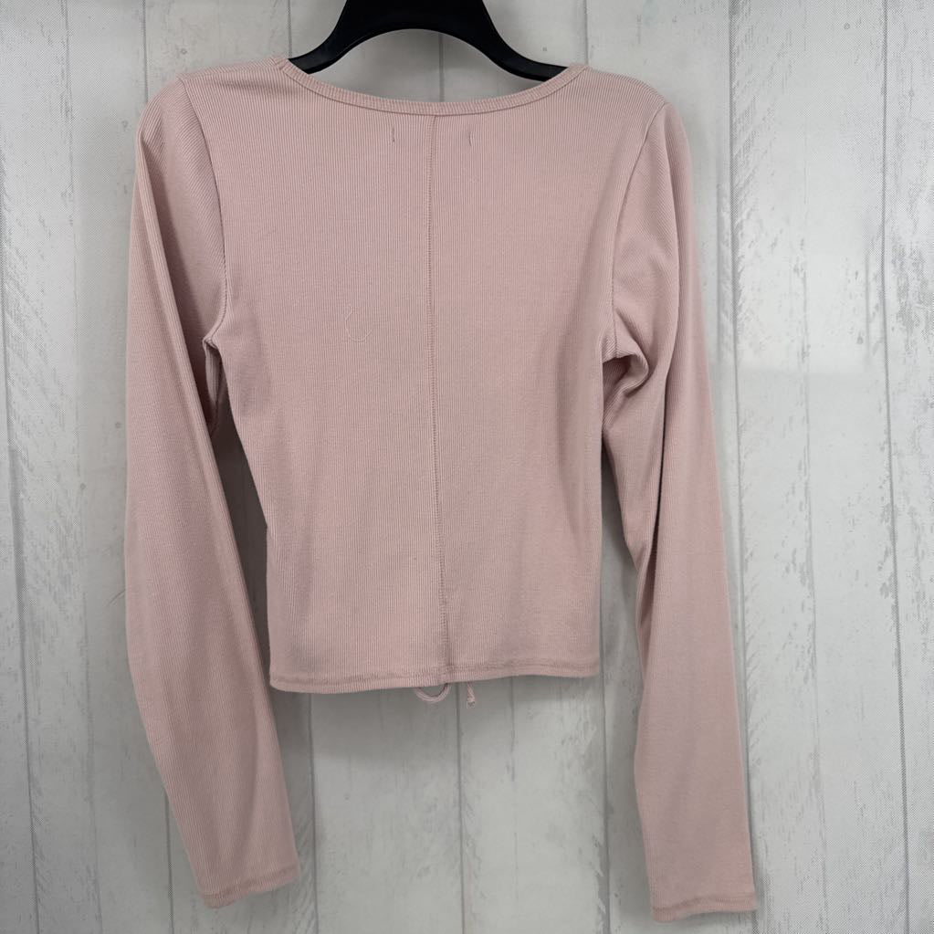 M ribbed ruched l/s top