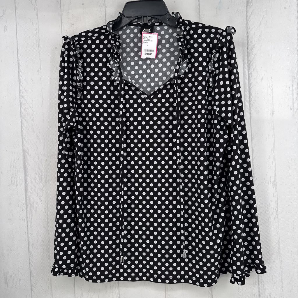 L polka dot tie front l/s top