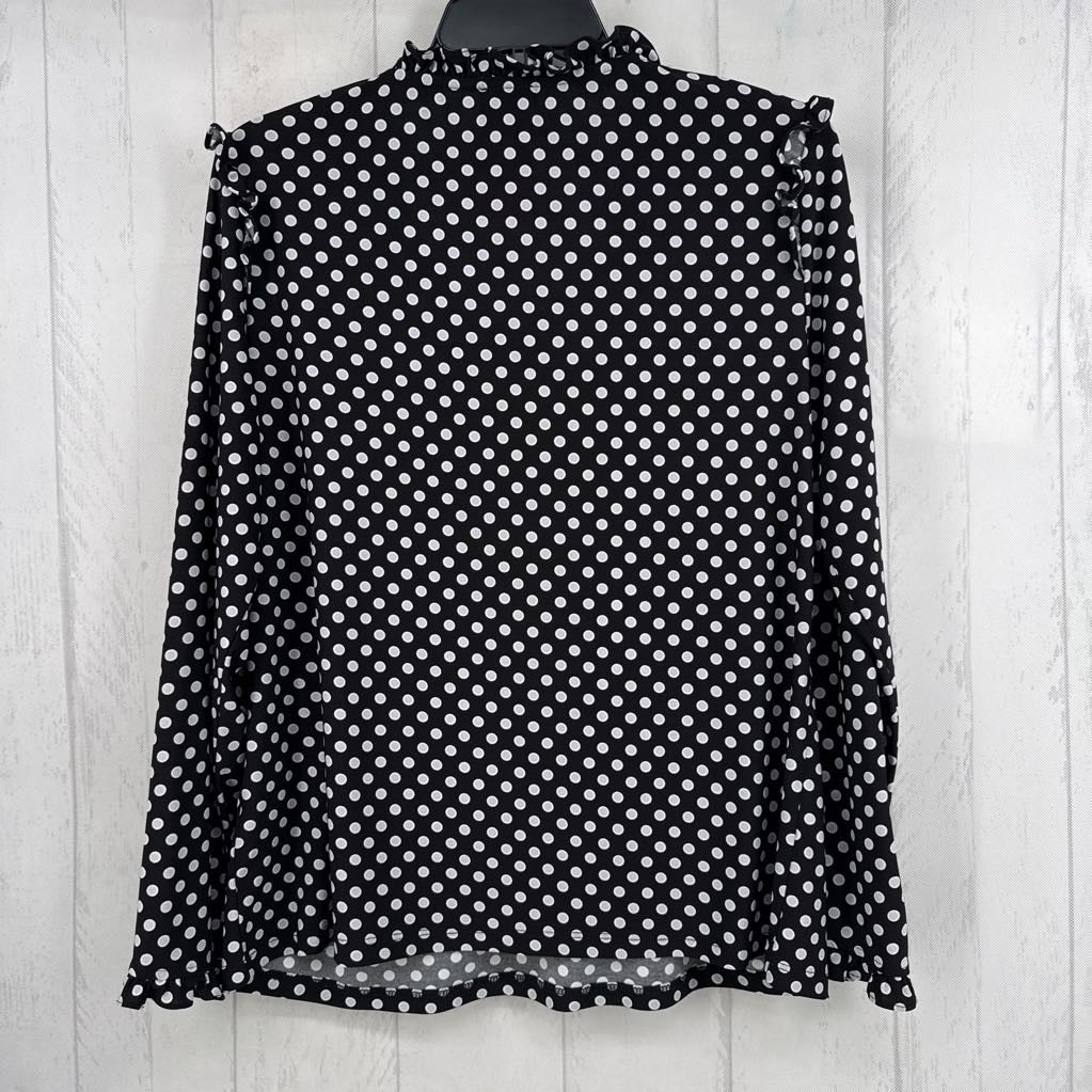 L polka dot tie front l/s top