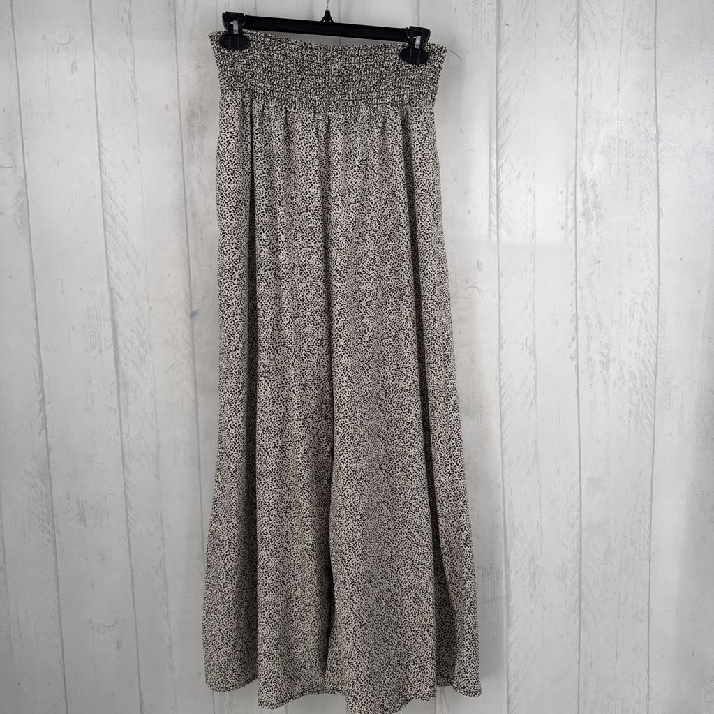 L printed smocked pull-on wide leg pant