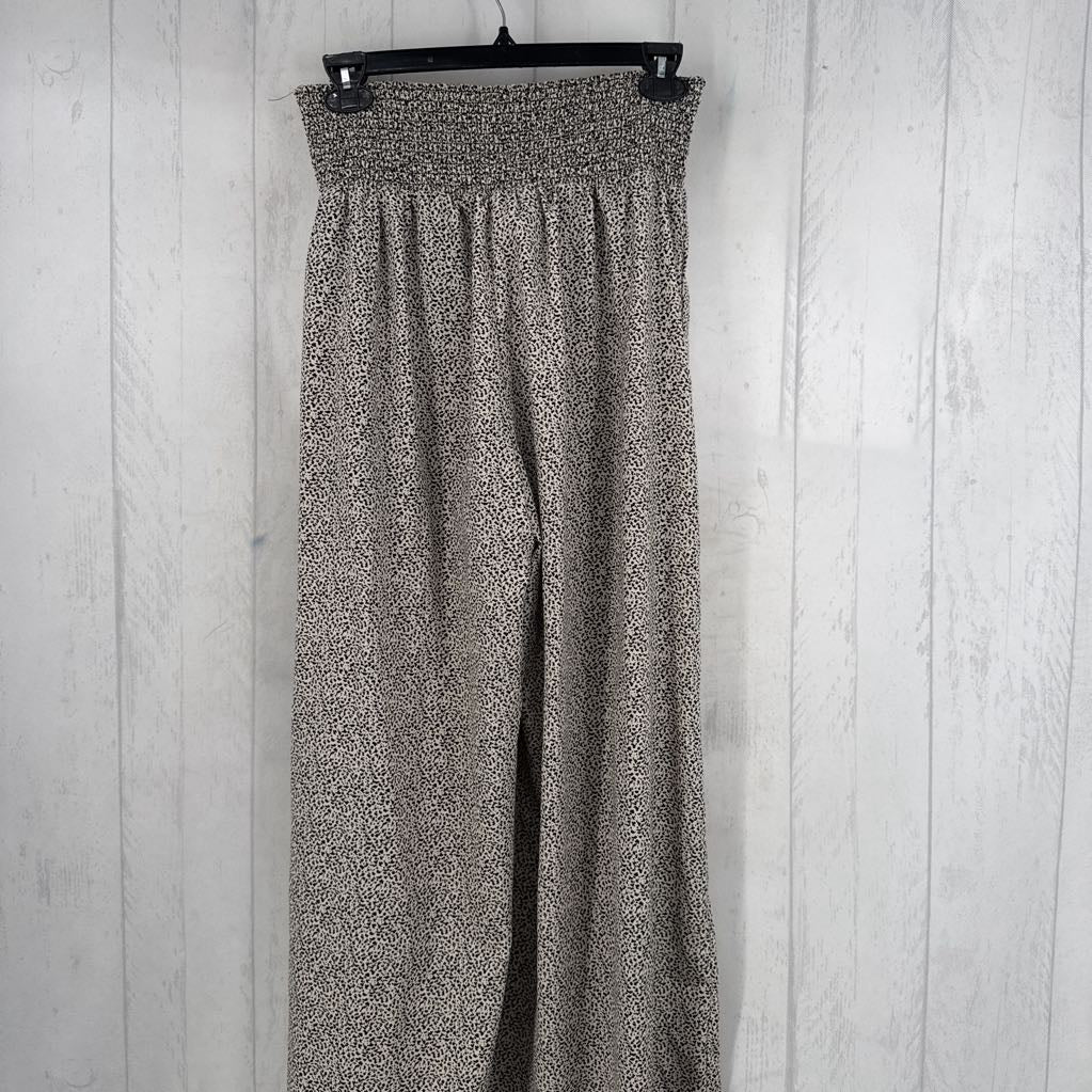 L printed smocked pull-on wide leg pant