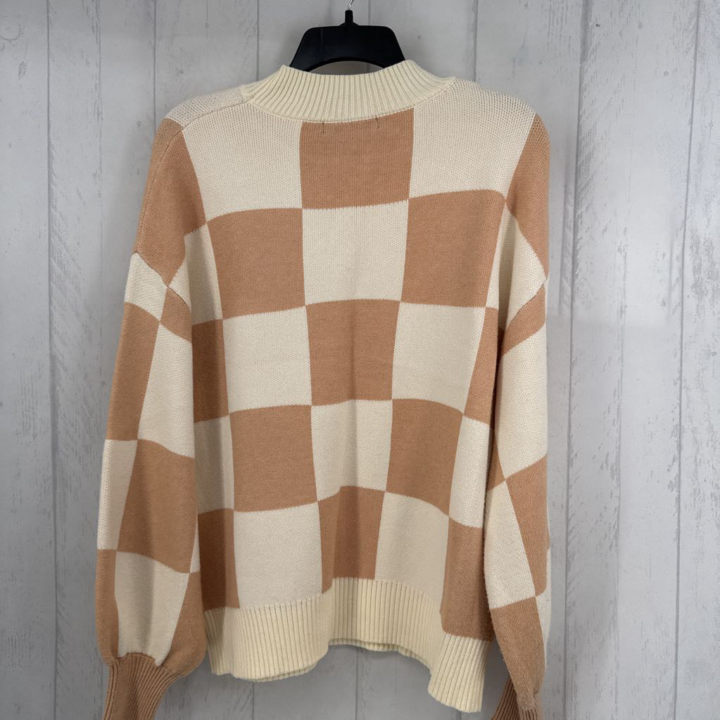 L checkered mockneck sweater