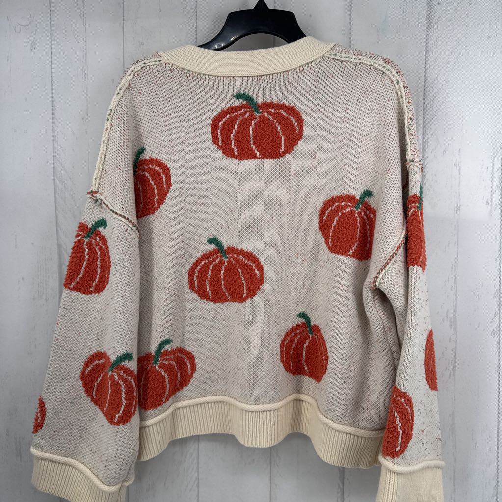 S pumpkin button front cardi