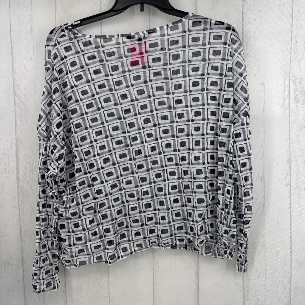 L printed semi-sheer l/s top