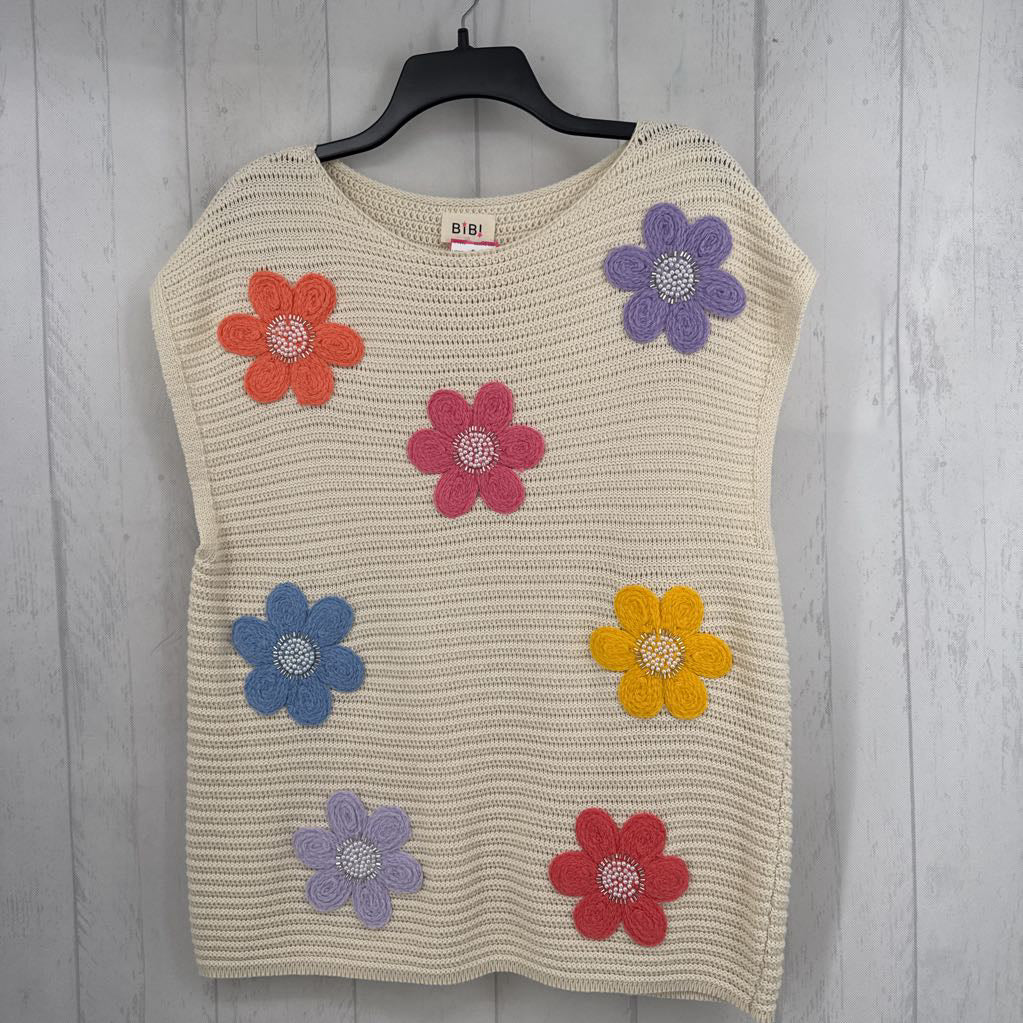L embelished floral sweater vest
