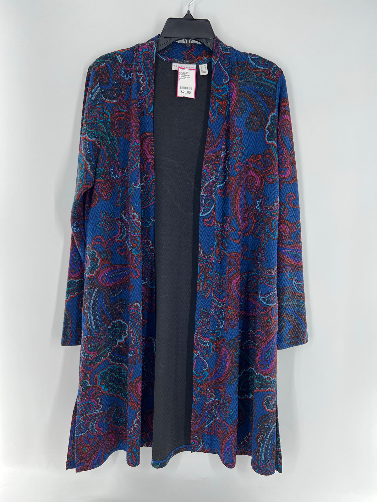 M paisley print open front blazer