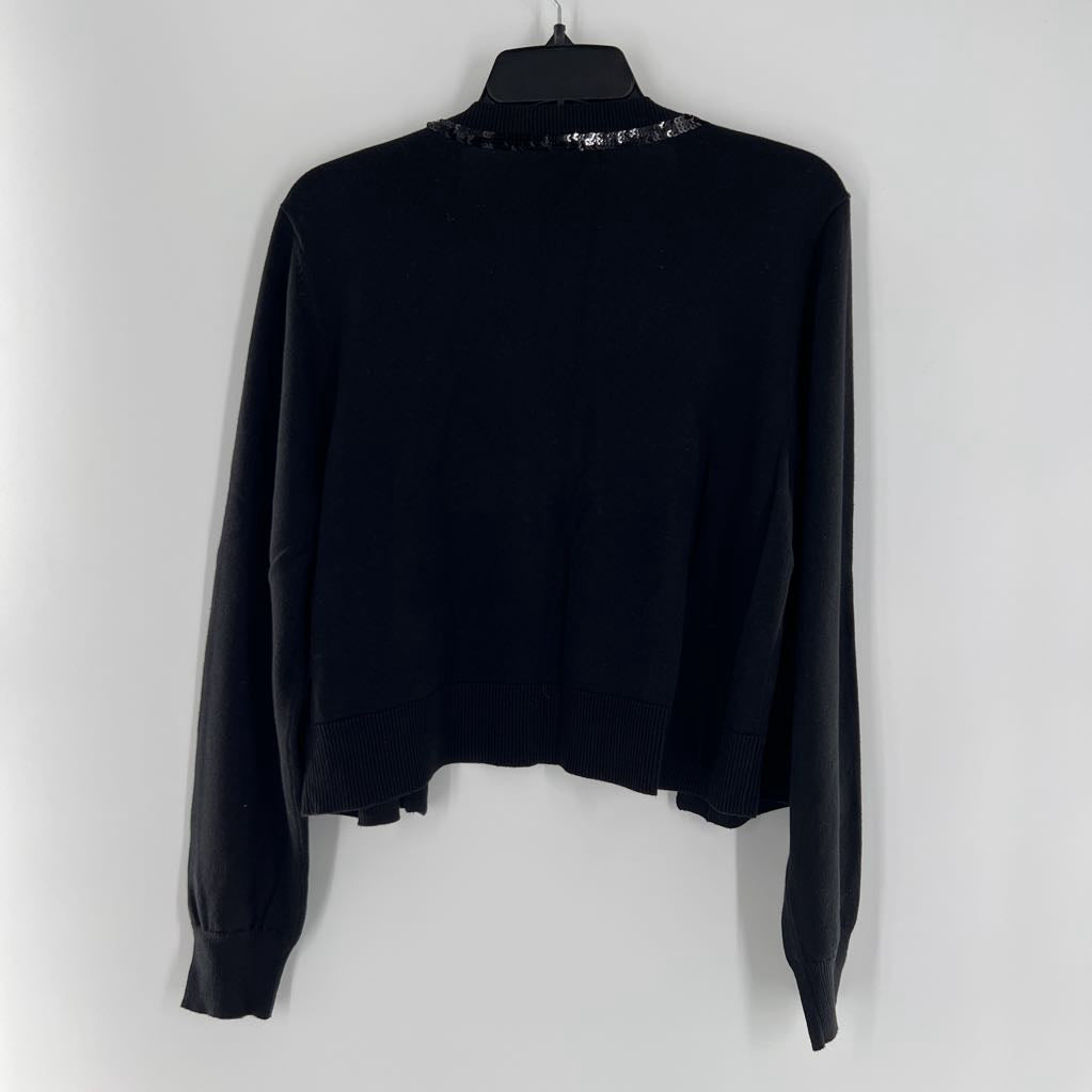 M sequin embelished open front cardi