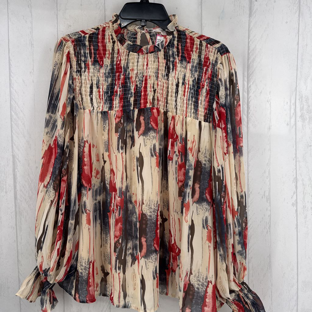 M smocked l/s top