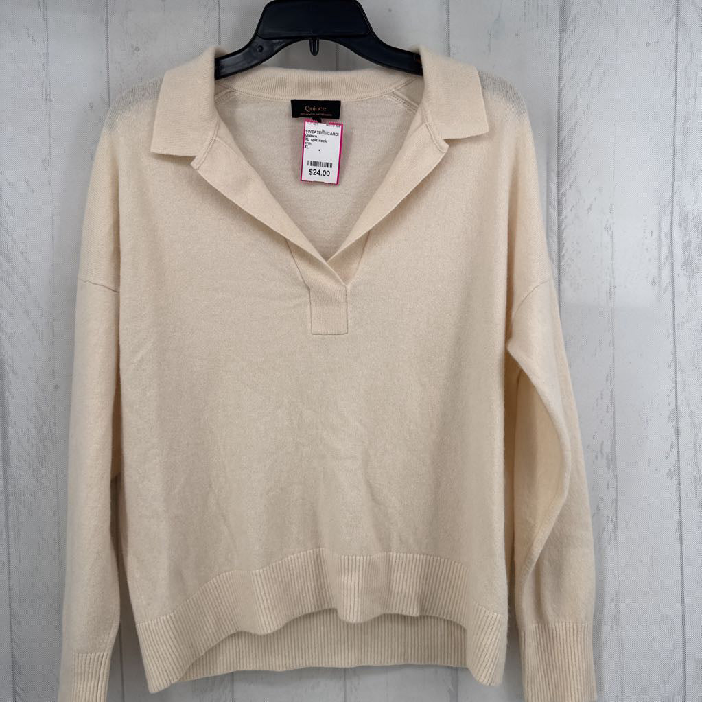 XL split neck cashmere sweater