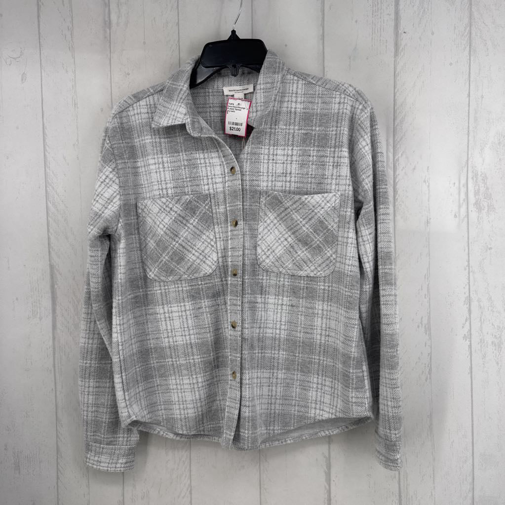 S plaid flannel button down l/s top