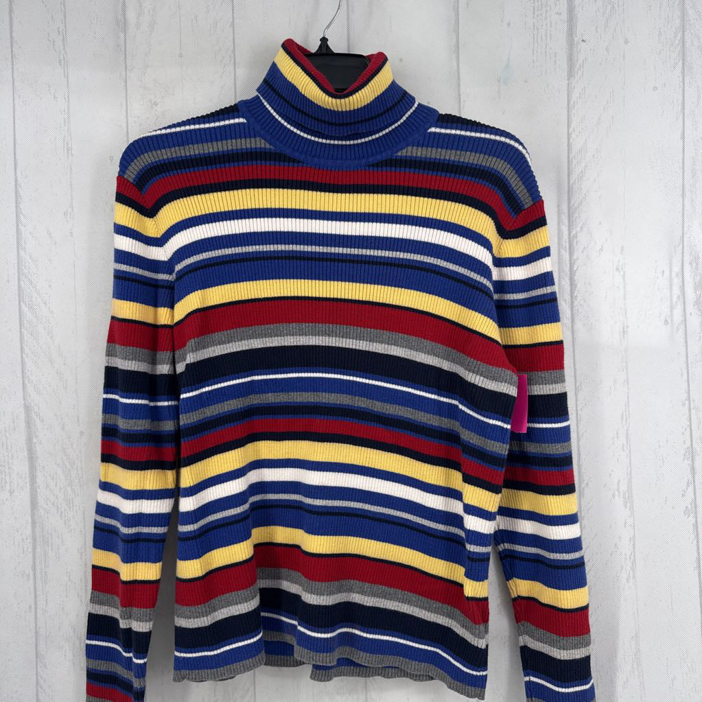L colorful ribbed striped t-neck