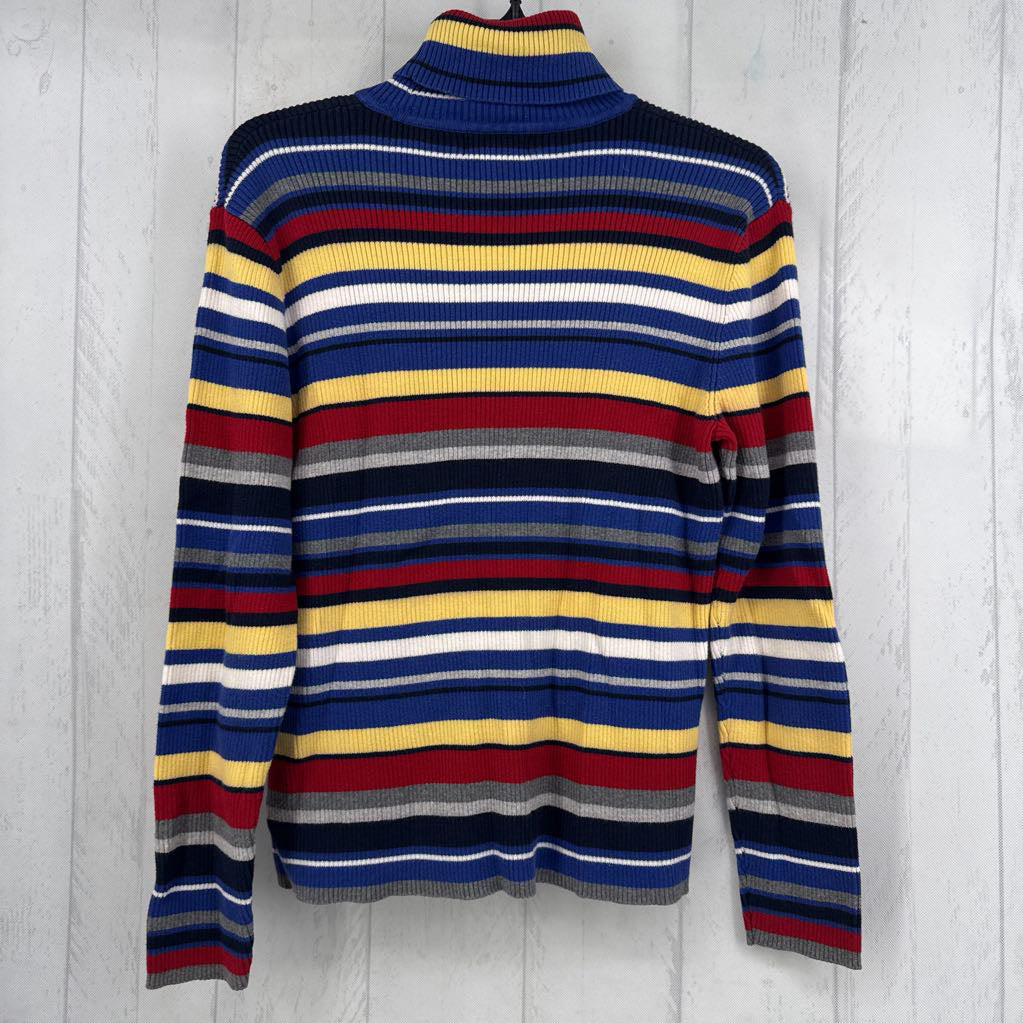 L colorful ribbed striped t-neck