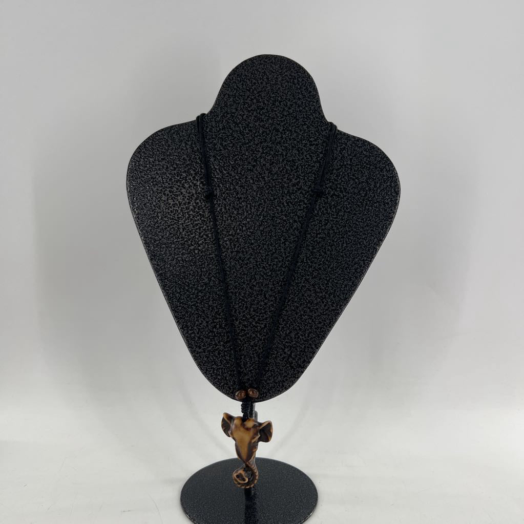 adjustable blk cord necklace w/ elephant pendant