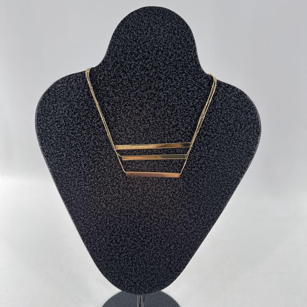 10" gold tone multi-layer bar pendant necklace