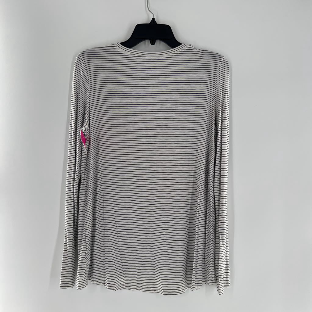 S striped v-neck l/s tee
