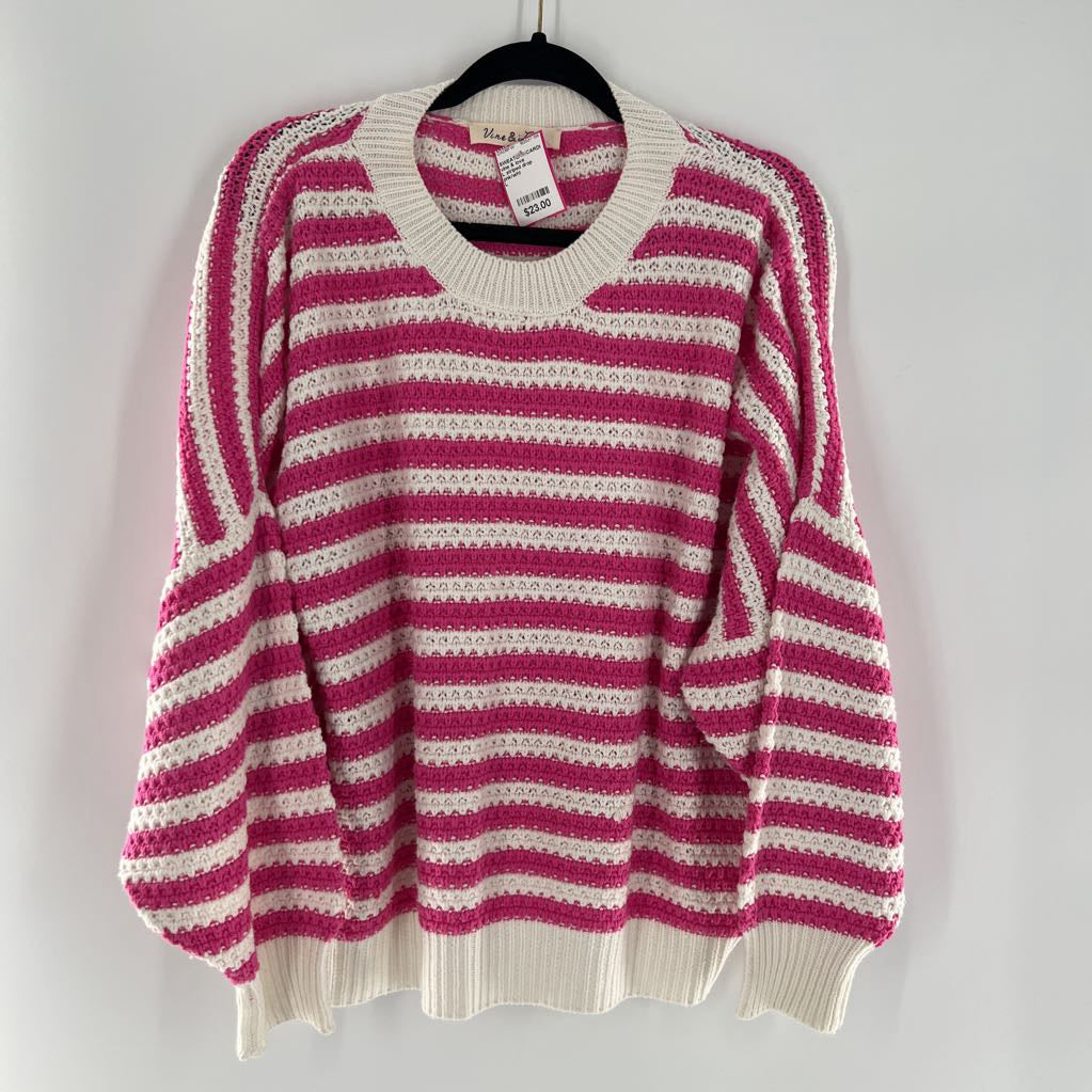 L striped drop shoulder sweater